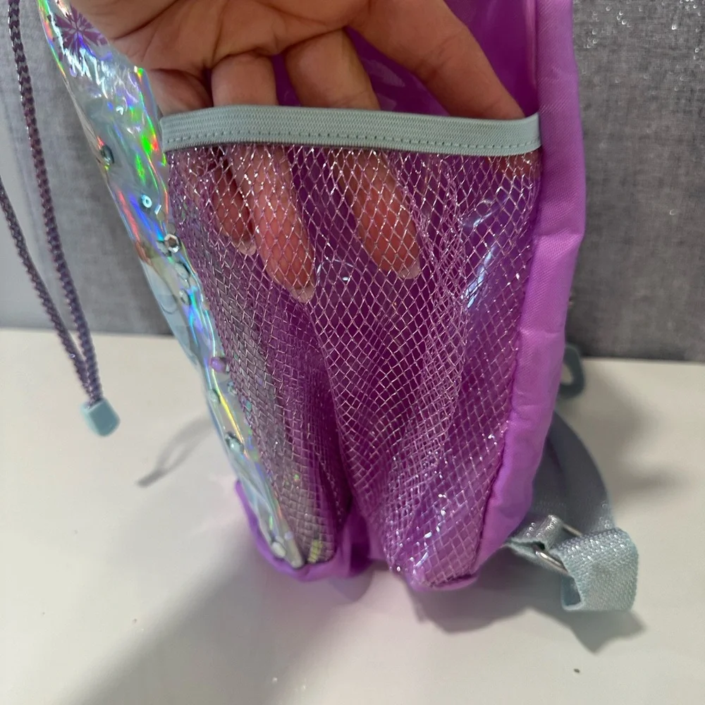Disney frozen drawstring, backpack, Purple. Anna and Elsa
